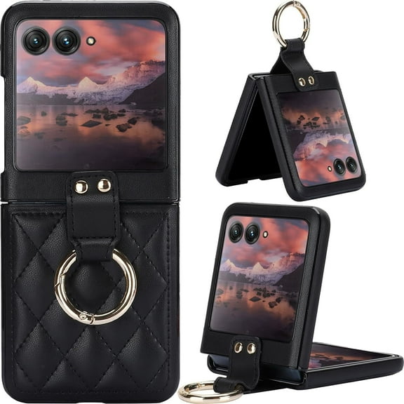 for Motorola Razr 50 Ultra Case PU Leather [Hinge Protection] Anti-Scratch Shockproof Slim Case
