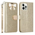 thumbnail image 2 of iPhone 13 Pro Max Phone Case, Strong Protective Sparkle Diamond Kickstand Wallet Compartments Multi-Function for iPhone 13 Pro Max Phone Case Gold, 2 of 7