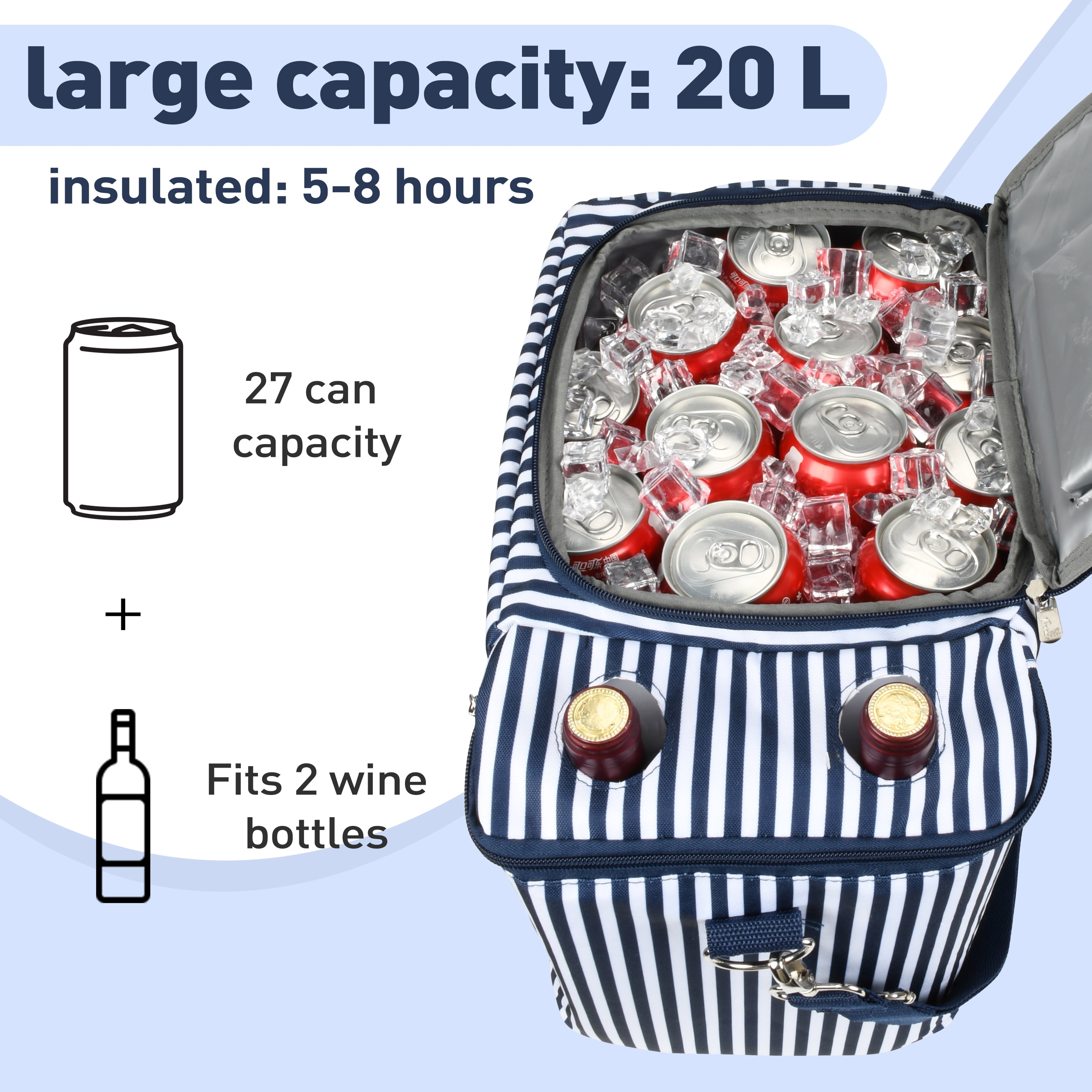 Tirrinia Large Insulated Cooler Bag - Leakproof Cooling Carrier, 20 L Travel, Food Containers