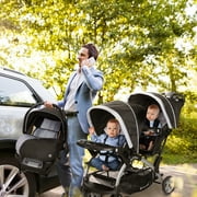 Baby Trend Sit N Stand Baby Double Stroller & 2 Car Seats Combo, Stormy
