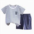 thumbnail image 3 of KPOPLK 2 Piece Boy Clothes Toddler Baby Boys Summer Outfits Clothing Short Sleeve Cotton Cute Print T-Shirt Shorts Set 3 Months-4T(4-5 Years,Light Blue), 3 of 8