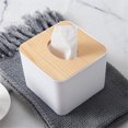 thumbnail image 1 of Caja de pañuelos, tapa de madera extraíble de plástico, organizador de pañuelos, organizador de almacenamiento con soporte para caja de pañuelos para el hogar, el coche y la oficina(square), 1 of 1