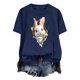 thumbnail image 3 of Tops de Cuello Alto para las Mujeres Amante Impreso Camiseta Cuello Redondo Manga Corta, Poliéster Spandex, 3 of 7
