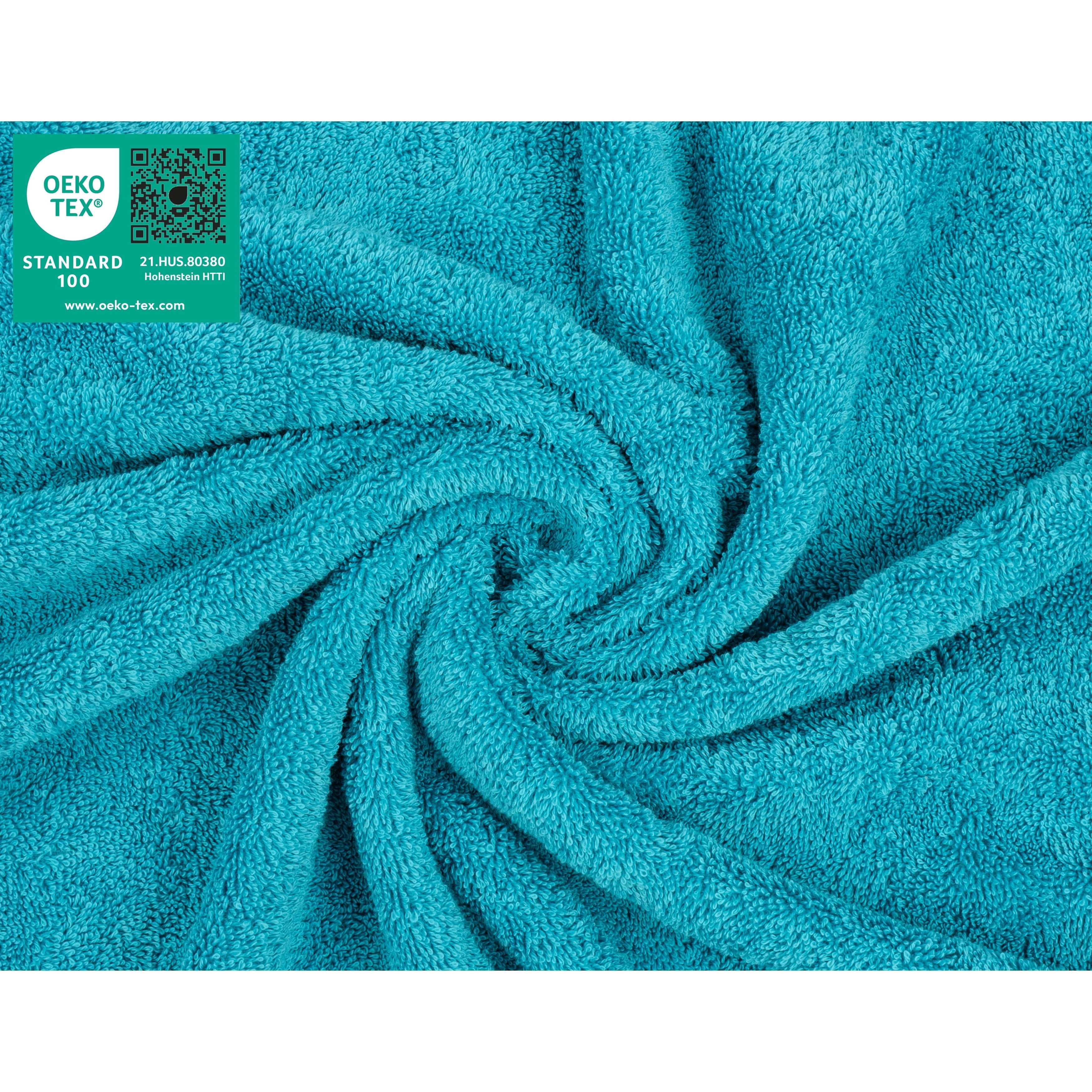 American Soft Linen Luxury 4 Piece Washcloth Set, 100% Cotton Turkish Washrags and Washcloths, Aqua Blue