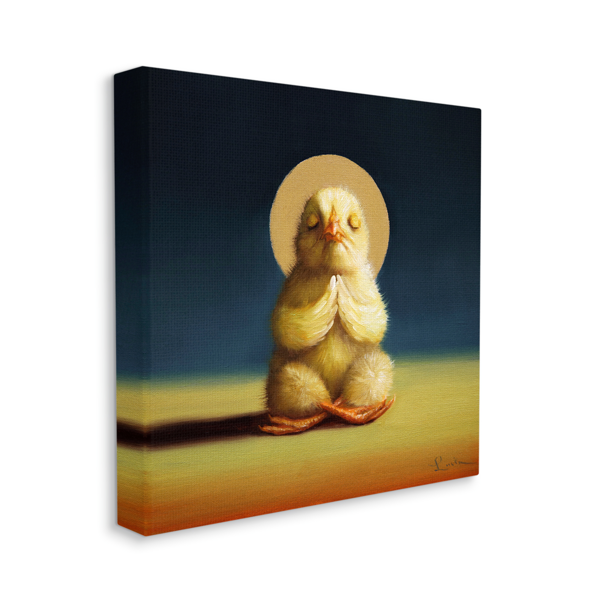 Yoga Chicks Funny Farm Animal Painting Lotus Pose Animals & Insects Painting Gallery-Wrapped Canvas Print Wall Art