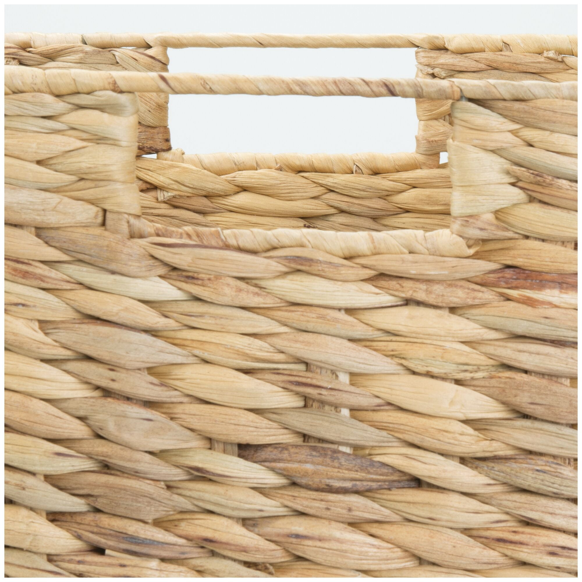 mDesign Woven Hyacinth Kitchen Basket Organizer with Handles - 8 Pack - Natural