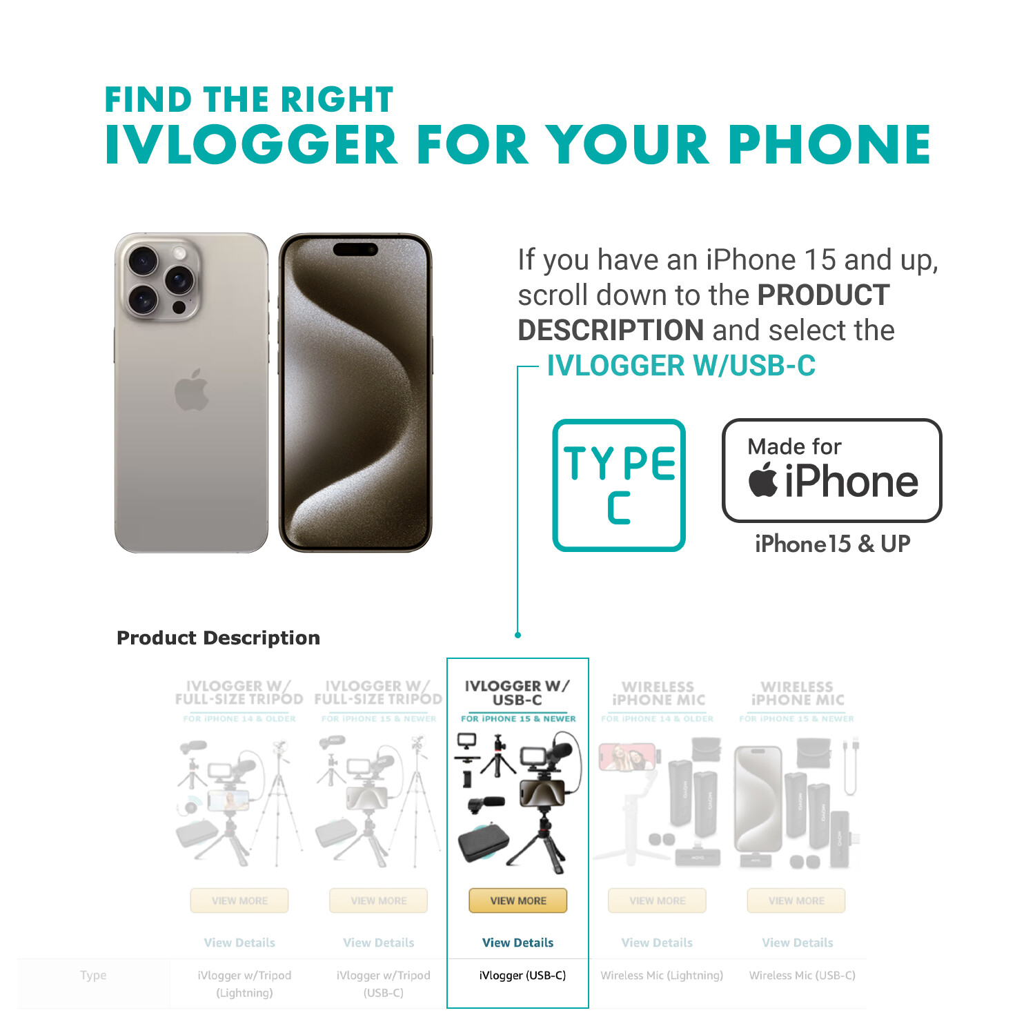 Movo iVlogger Vlogging Kit for iPhone with Mic, Light, Tripod, and More