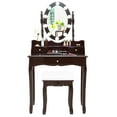 thumbnail image 2 of Topbuy Mirrored Vanity Table Set Lighted Makeup Dresser w/ Drawers Brown, 2 of 6