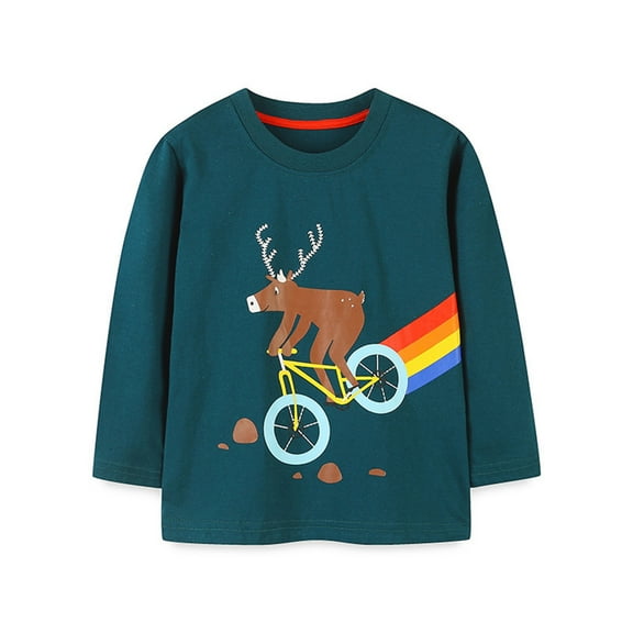 adviicd Long Sleeve Shirts for Boys Boys Long Sleeve Graphic T-Shirt (Green,2-3 Years)