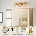 thumbnail image 6 of Crystal Gold Bathroom Vanity Light 3 Light Modern Bathroom Vanity Light Fixtures Over Mirror Modern Crystal Vanity Lighting, 6 of 6