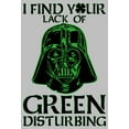 thumbnail image 2 of Women's Star Wars St. Patrick's Day Darth Vader I Find your Lack of Green Disturbing  Graphic Tee Athletic Heather 2X Large, 2 of 4