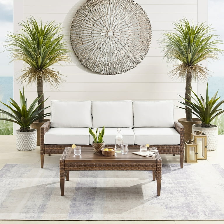 Crosley Furniture Capella 2pc PE Wicker Rattan Outdoor Sofa Set in Brown Walmart