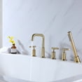 thumbnail image 2 of Solid Brass Roman Bathroom Bathtub Faucet with Hand Shower, Three Lever Handle Deck Mounted Tub Filler, 2 of 5