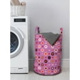 thumbnail image 3 of Abstract Laundry Bag, Love Heart Inside Circular Rounds Valentines Romance Graphic Image, Hamper Basket with Handles Drawstring Closure for Laundromats, 13" x 19", Fuchsia Red Salmon, by Ambesonne, 3 of 4
