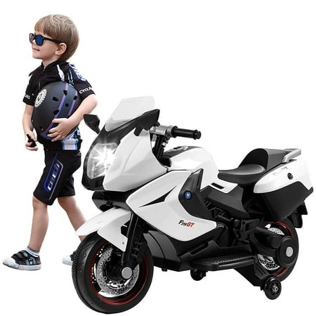 KARMAS PRODUCT 12V Cool Ride On Kids Electric Motorcycle Driving Toy Car with Two Big Wheels for Boys,