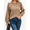 Khaki, variant on Women's Diamond Cable Knit Sweater, Shoulder Gold Button Crew Neck Puff Long Sleeve Loose Casual Pullover Jumper Tops