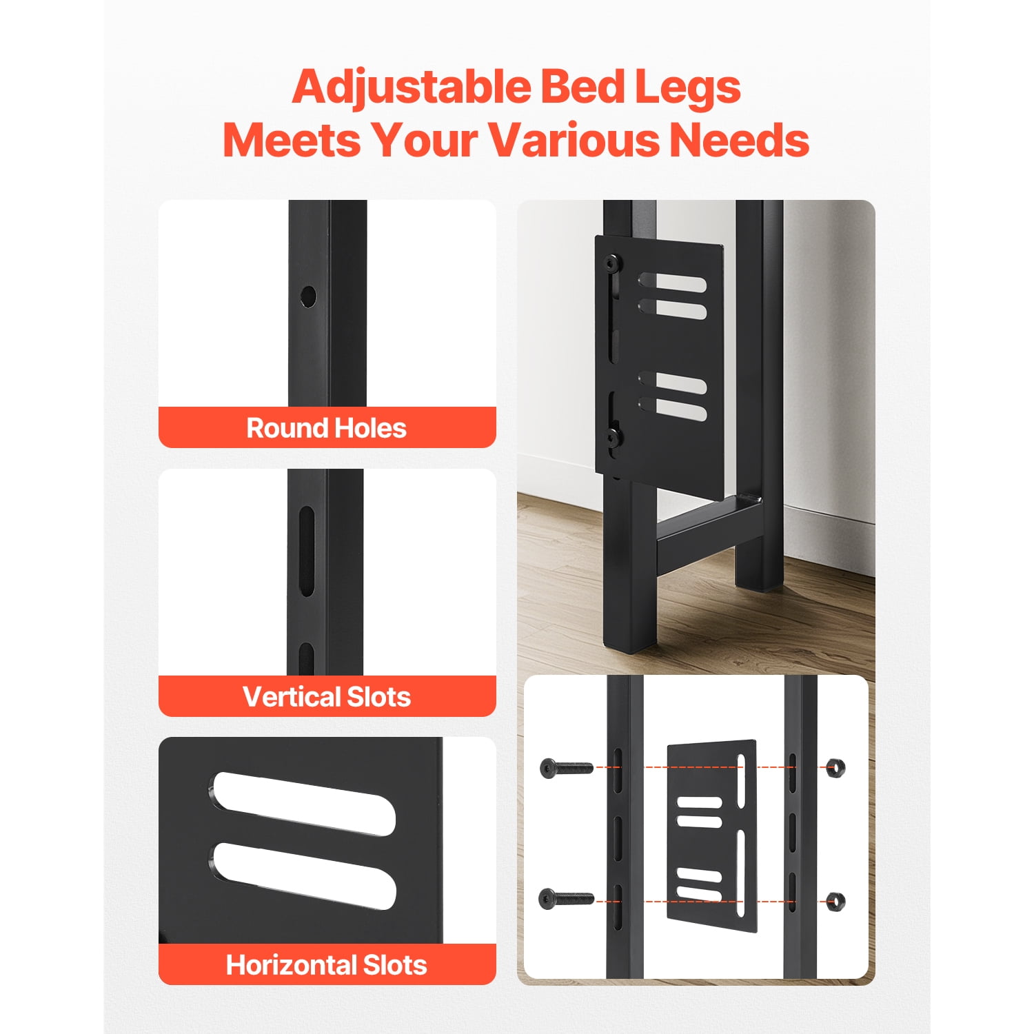KFFKFF Full Bed Headboard, Height-Adjustable with Dual Shelf Storage, Independent Head Board Incorporating Charging Hub and LED Illumination for Various Bed Structures, Simple to Assemble, Brown