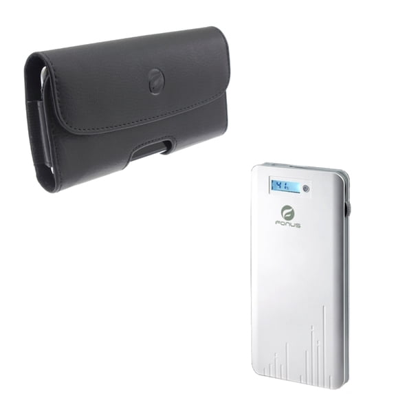 6000mAh Power Bank w Leather Case Belt Clip for Google Pixel 6 Pro - Charger Portable Backup, Holster Cover Pouch G8A Compatible With Google Pixel 6 Pro