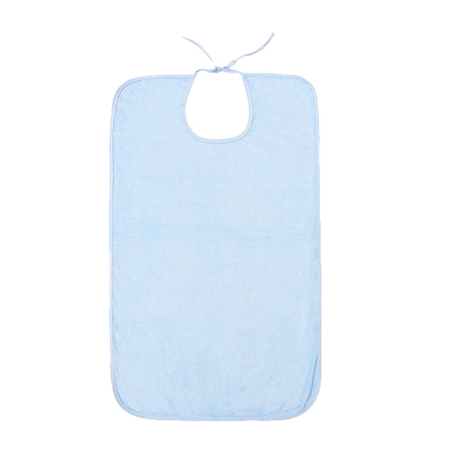 Minnieouse Baberos para adultos Toalla de tela A prueba de agua Bolsillo de arroz Delantal de enfermería S Azul masajeadores L Azul