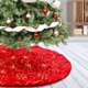thumbnail image 2 of WeiHuan Toys Falda para árbol de Navidad de color rojo, 78 cm, dorada, con copos de nieve y piel sintética para fiestas navideñas en casa, 2 of 5