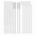 thumbnail image 1 of 12pcs clear glass reusable straws, shatterproof glass straws, 6 straight and 6 curved with cleaning brush, 1 of 5