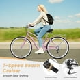 thumbnail image 4 of Lilypelle Adults Beach Cruiser Bicycle, 24" 26" Wheel 7 Speed Bike Fits Rider: 4'11"-6'2", Step Through Bikes for Commuting, Unisex, 4 of 15