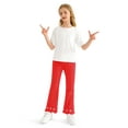 thumbnail image 4 of Actgleam Girls Pants Ribbed Bell Bottoms Trousers for Girl Flare Pants,D Red,6-7Years, 4 of 11