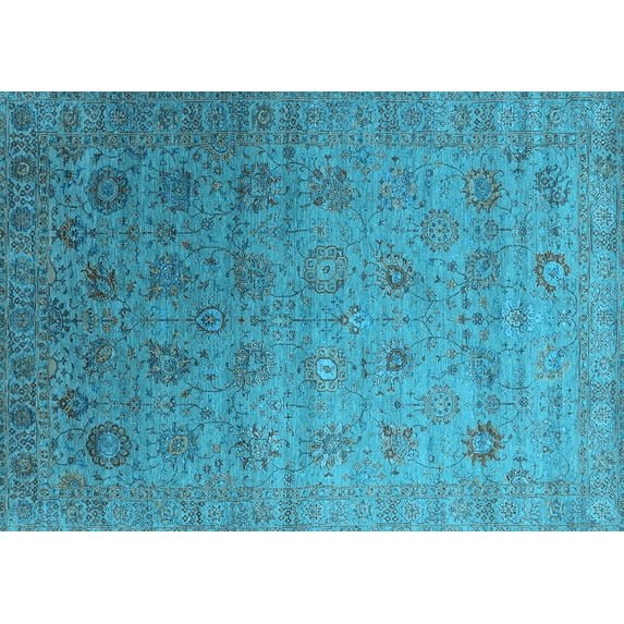 Ahgly Company Indoor Rectangle Oriental Light Blue Industrial Area Rugs, 8' x 10'