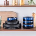 thumbnail image 6 of Malacasa 12 Pcs Dinnerware Sets for 4, Plates and Bowls Set, Stoneware Tableware Dishwasher Microwave Safe, Blue Vertical edge shape, 6 of 11