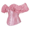 thumbnail image 3 of BYHONG Women Lace Up Vintage Boned Bustier Corset with Garters Lace Up Boned Overbust Corset Bustier Lingerie Bodyshaper Womens Corset Pink Corset Tops for Women XXXXL, 3 of 4