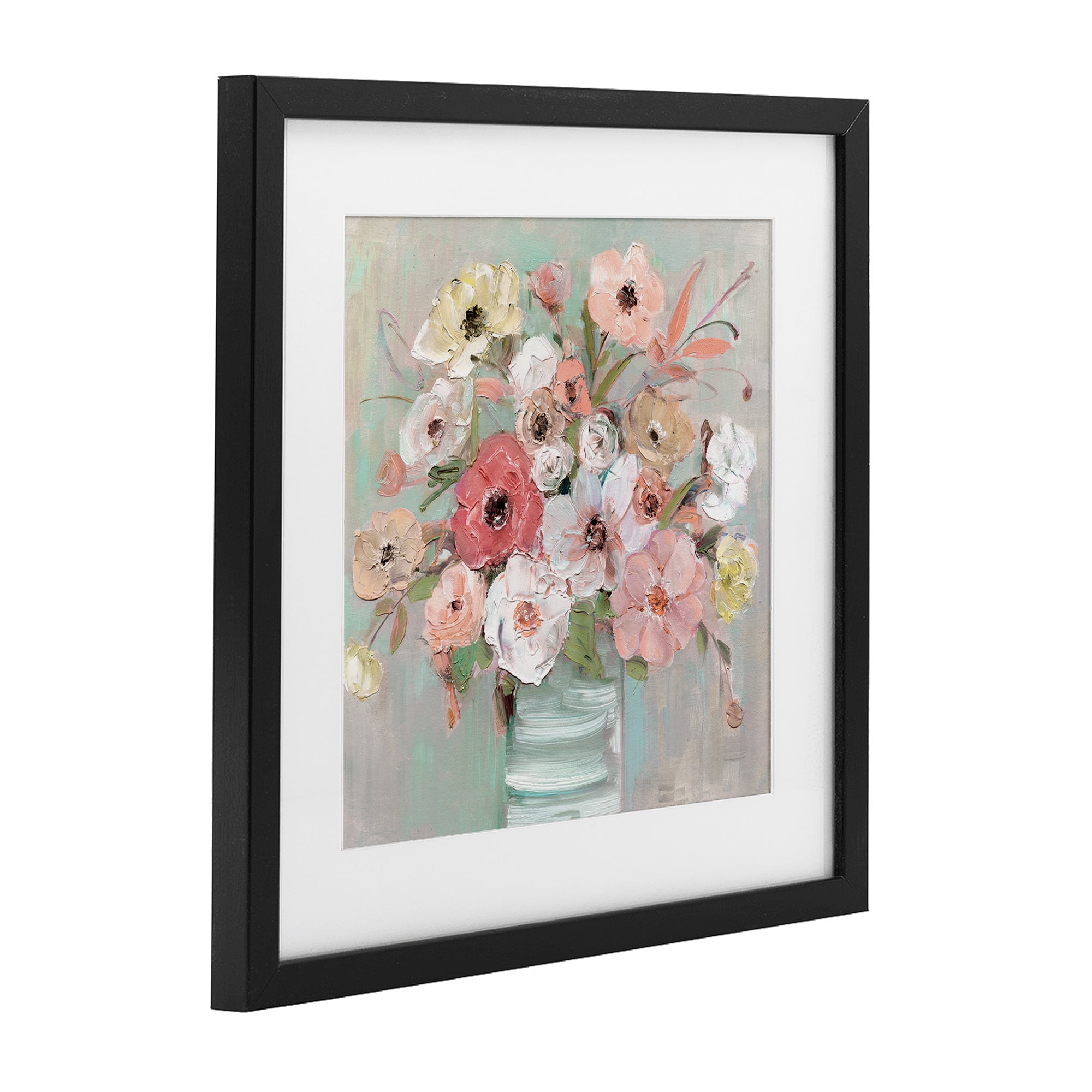 Stupell Industries Pastel Flower Forms Vase Black Framed Print Under Glass, design by Sally Swatland