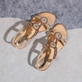 thumbnail image 4 of Agkizg Summer Women Sandals Low Heel Slide Sandals Casual Slippers Open Toe Beach Sandals Comfortable Shoes Gold, Size 7.5, 4 of 5