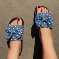 thumbnail image 4 of Zapatillas de verano con lunares de mezclilla para mujer, pantuflas con diamantes de imitación de mariposa de una palabra Wmkox8yii hj789, 4 of 9