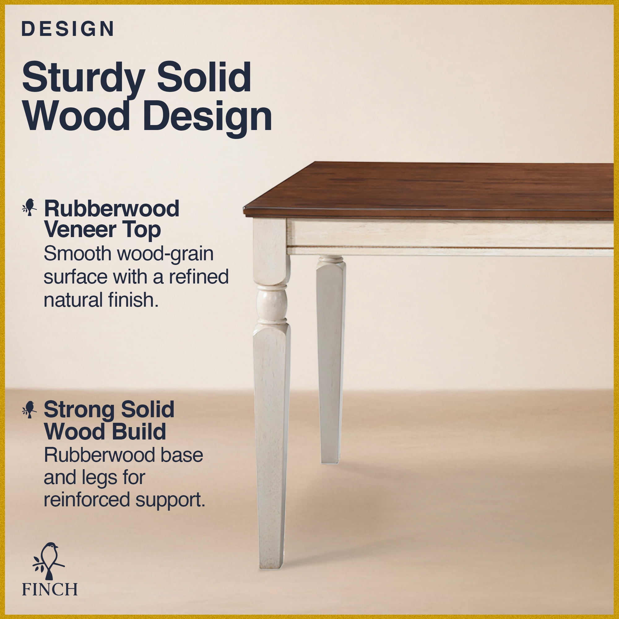 Finch Provence 60" Dining Table with Tools and Hardware, White