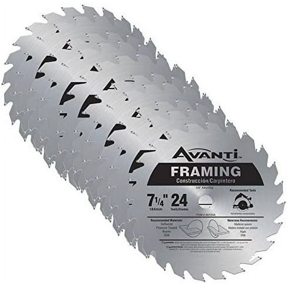 Freud Circular Saw Blade A0724A - 24T, 5/8 in Arbor, Framing, Wood - 10 Pack, 7-1/4 in