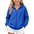 thumbnail image 2 of Resicozy Hoodies for Girls Cute Zip Up Fleece Hooded Sweatshirt for Kids,Teen Fashion Casual Sweatshirts with Pockets Blue M, 2 of 6
