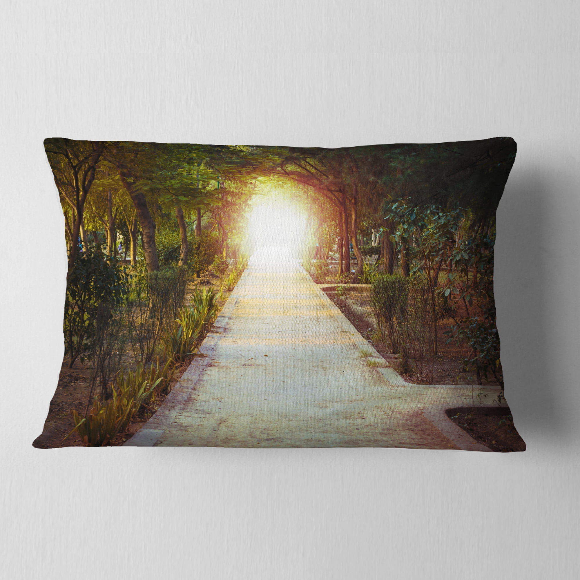 Designart Path to Magical Mystery Woods - Landscape Photography Throw Pillow - 12x20
