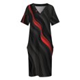thumbnail image 3 of Vestido de noche de lujo para mujer ropa holgada con bolsillos diseño moderno abstracto negro y rojo, 3 of 6