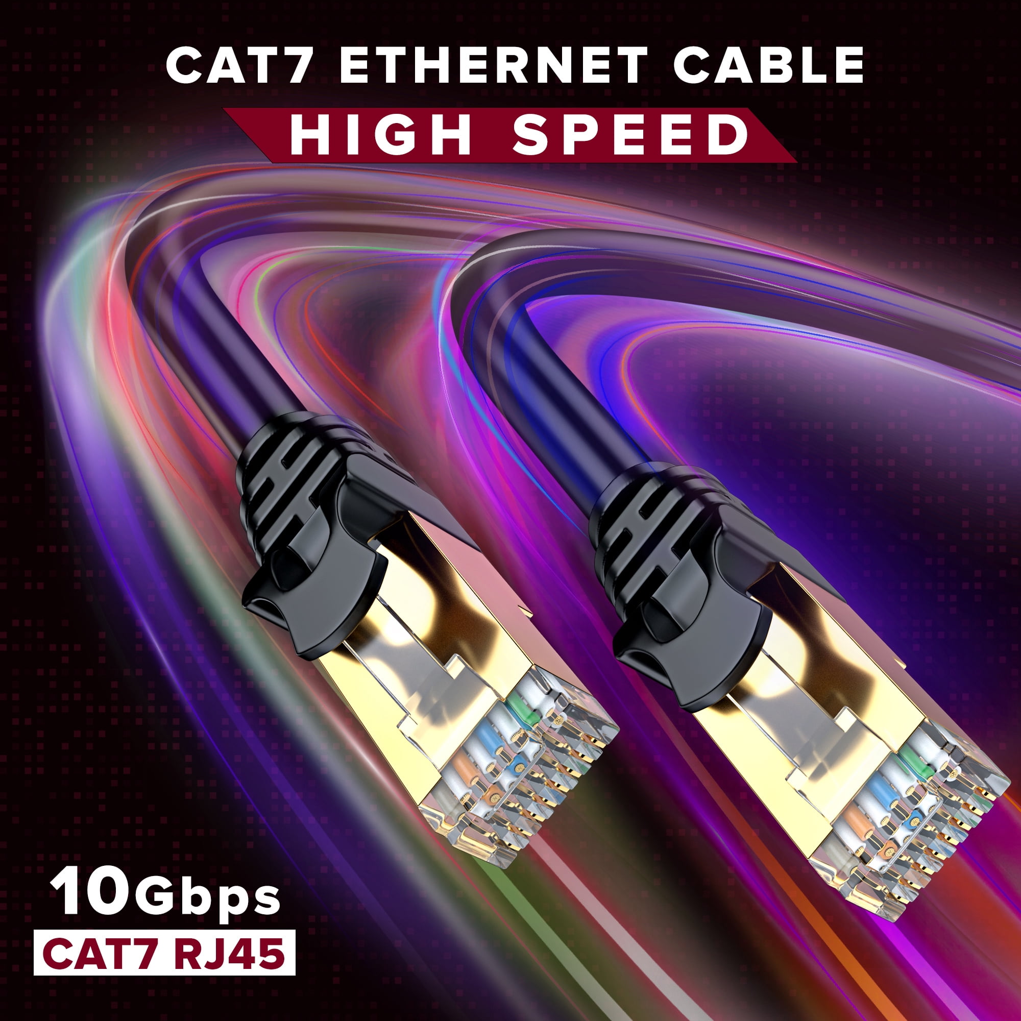 Cat 7 Ethernet Cable 250 ft - High-Speed Cat7 Internet & Network LAN Patch Cables, RJ45 Connectors - Perfect for Gaming, Streaming, and More (Black)
