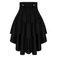 thumbnail image 4 of YiZYiF Womens Gothic Medieval Steampunk Satiny Pirate Skirt Lace-up Tiered Ruffled High Low Skirts Black 3XL, 4 of 7