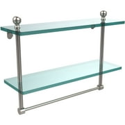 Mambo Collection 16" 2-Tiered Glass Shelf with Integrated Towel Bar (Build to Order)
