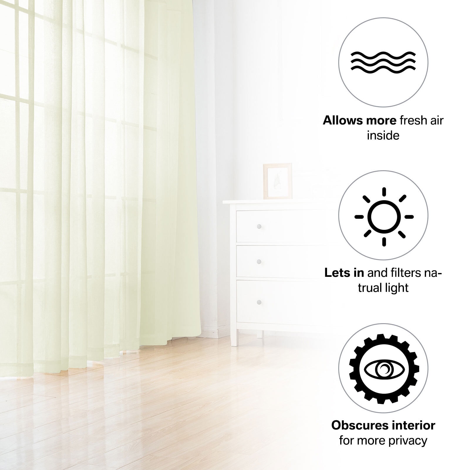 Window Sheer Curtains White Curtains Clear Curtains Basic Rod Pocket Panel for Kitchen Bedroom Children Living Room Yard(55" X 84", Beige)