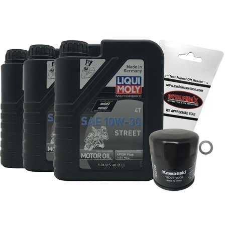 2013-2017 Kawasaki Ninja 300 Oil Change Kit Liqui Moly 10W30 Oil and OEM Filter