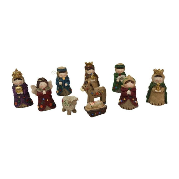 TISHITA 10 Pieces Christmas Figurines Nativity Set Miniature Statue Tabletop Ornaments Jesus Manger Scene Figures Set for Mantel Desk