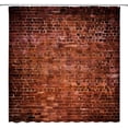 thumbnail image 2 of Vintage Red Brown Brick Wall Shower Curtain Retro Stone Brick Rocks Rustic Country Farmhouse Geometric Wall Fabric Bathroom Decor Curtain with Hooks, 2 of 3
