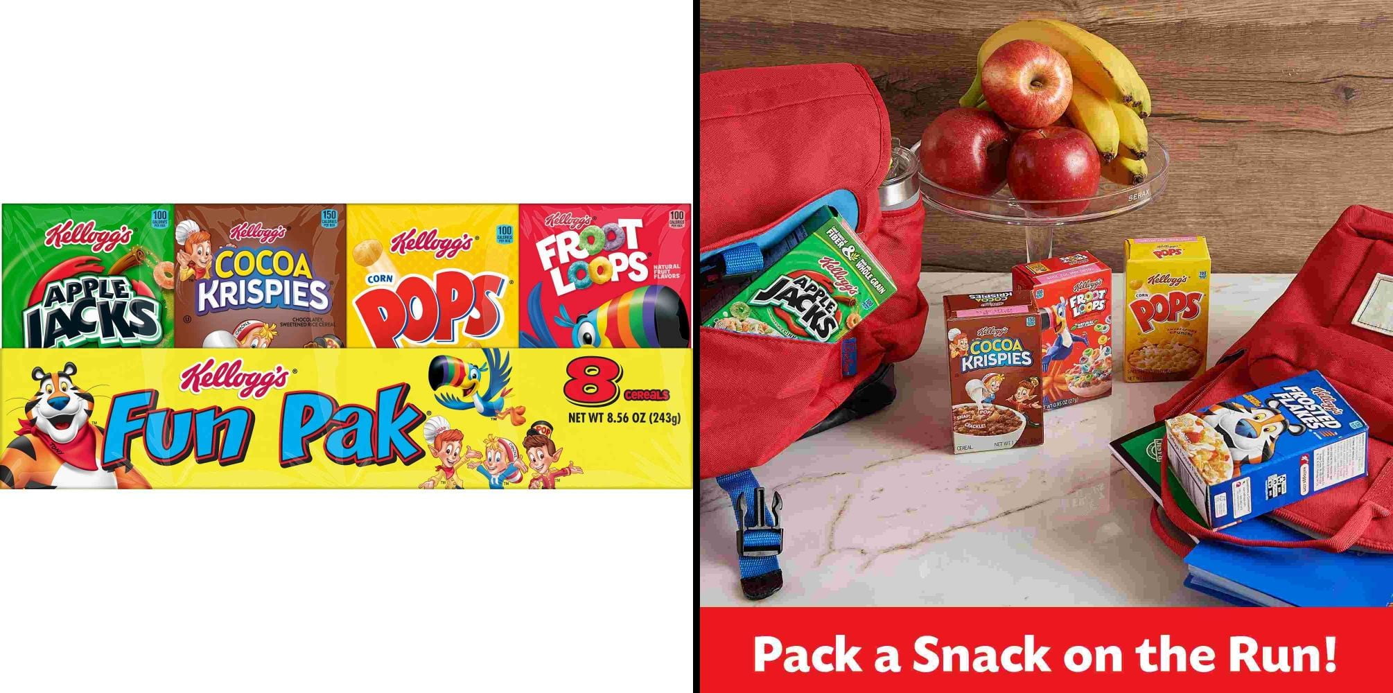 Kellogg's Fun Pak Variety Pack 8 Ct & Kellogg's Complete Bran Cereal 11.6 oz