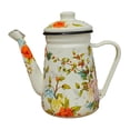 thumbnail image 3 of Hervidor de esmalte 1.2l resistente múltiples usos cómodos empuñadura de agarre jarra de agua para restaurante café de la oficina de fiesta doméstica Hojas, 3 of 8