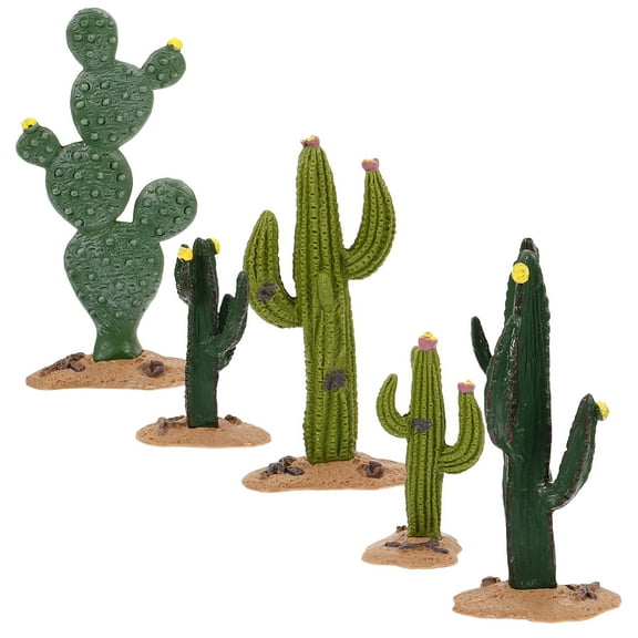 BESTOYARD 5Pcs Artificial Cactus Statue Set Decorative Resilient Simulated Plants for Tabletop Ornament