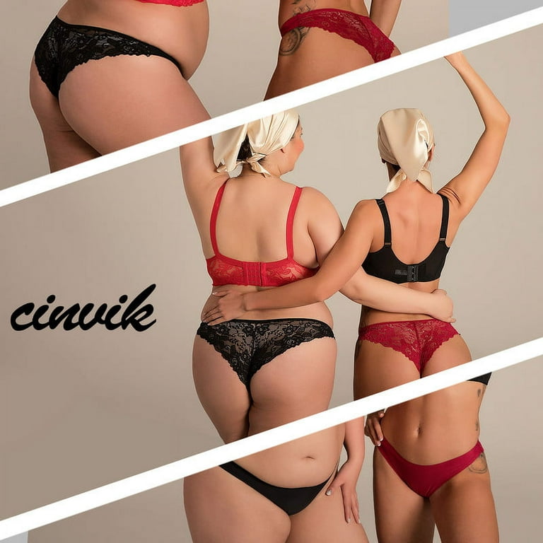 CINVIK Sexy Lace Underwear for Women Seamless See-Through Bikini, High Cut  No Show Panties, Size 3XL