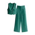 thumbnail image 7 of Sheghy Pajamas for Women Set 100%Cotton Women Loose Pocket Solid Sleeveless Vest V-Neck Button Top & Pants 2 Piece Outfit, 7 of 7